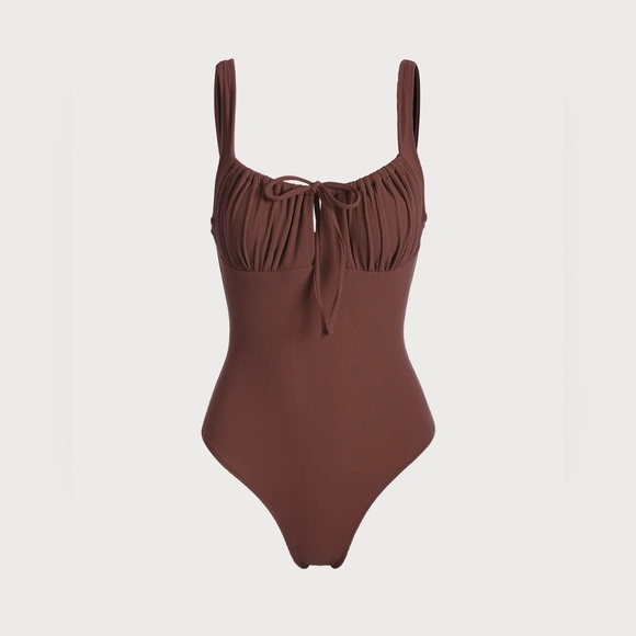 Berlook chocolate cut out tie one piece swimsuit Sz L nwt, 015 - Picture 1 of 3